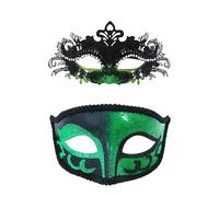 Generisch Couples in Carnival for Festive Masquerade Parties - The Perfect Pair for Halloween Costume Nights (Green, One Size)