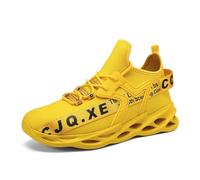 Generisch Couples Plain Mesh Shoes for Men Women Breathable Comfortable Running Shoes Lightweight Sports Shoes with Non-Slip Sole for Everyday Training Walking Jogging, yellow, 12 UK