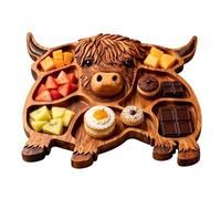 Generisch Cow Charcuterie Board - Cow Shaped Wooden Dinner Plate, Serving Tray with Multiple Compartments, for Snack, Meat, Cheese, Home, Kitchen, Dining Table, Party, Family Reunion, Housewarming