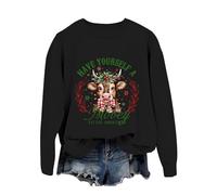 Generisch Cow Christmas Girl's Holiday Western Print Sweatshirt, black, L