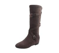Generisch Cowboy Boots Women's Flat Suede Elegant Ankle Boots | Low Heel Cowboy Boots Mid Tube Cross Lacing Vintage Comfortable Western Boots Half Height Women's Boots for Country Concerts