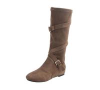 Generisch Cowboy Boots Women's Flat Suede Elegant Ankle Boots | Low Heel Cowboy Boots Mid Tube Cross Lacing Vintage Comfortable Western Boots Half Height Women's Boots for Country Concerts