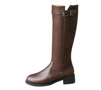 Generisch Cowboy Boots Women's High Boots Women's Black Knee High Slip Boots Round Head Women's Boots Roman Long Shaft Boots Low Heel Half Boots Belt Buckle Winter Boots PU Leather Boots, brown, 5 UK