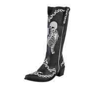Generisch Cowboy Boots Women's Leather Cowboy Boots Women's Western Boots Black Halloween Cowboy Boots Vintage Western Boots with Heel Riding Boots Fashion Women's Boots Pointed Chelsea Boots, black