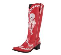 Generisch Cowboy Boots Women's Leather Cowboy Boots Women's Western Boots Black Halloween Cowboy Boots Vintage Western Boots with Heel Riding Boots Fashion Women's Boots Pointed Chelsea Boots, red, 13