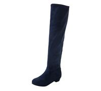 Generisch Cowboy Boots Women's Long Shaft Boots Knee Boots Retro Slip Boots Block Heel Transition Boots Medieval Boots with Heel Ankle Boots Half Height Western Boots Wide Normal, blue, 9 UK