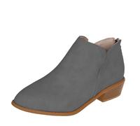 Generisch Cowboy Boots Women's Short Cowboy Ankle Boots with Heel Short Boots Retro Slip Boots Lace Chelsea Boots Autumn Winter Transition Boots Leisure Ankle Boots, gray, 9 UK