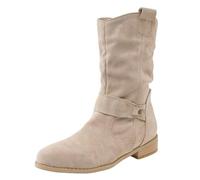 Generisch Cowboy Boots Women's Suede Ankle Boots Half Boots Heel Transition Boots Elegant Western Boots Medieval Shoes Autumn Shoes Festivals Slip On Low Boots, beige, 8 UK