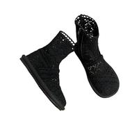 Generisch Cowboy Boots Women's Summer, Women's Summer Boots, Women Solid Colour Hollow Out Mesh Back Heel Short Heel Mid Calf Boots, black, 5 UK