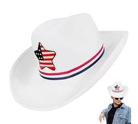 Generisch Cowboy Hat, Cowboy Hat, Patriotic Flag Cowgirl 4th of July Hat, Moisture Specific Star Classic Western Fish Headwear, Costume Accessories for Men Women