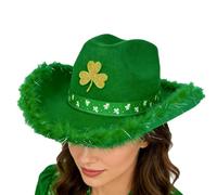 Generisch Cowboy Hat - Flexible Green Irish Style Hat | St Patrick's Day Headwear with Shamrock Pattern | Party Headwear | For Country Festival Party Club Trucker Boys Decorations