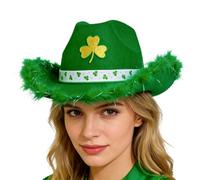 Generisch Cowboy Hat - Flexible Green Irish Style Hat | St Patrick's Day Headwear with Shamrock Pattern | Party Headwear | For Country Festival Party Club Trucker Boys Decorations