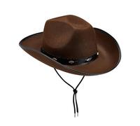 Generisch Cowboy Hat Women's Brown Men's Western Style Jazz Hat Carnival Costume Wide Edge Bavarian Hat Hunter Hat Cowgirl Costume Panama Hat Pirate Hat Carnival Hat Oktoberfest 80s Outfit Costume Hat