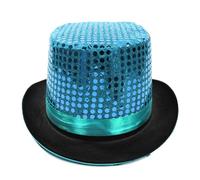 Generisch Cowboy Men's Vest High Hat British Gentleman Jazz Hat Wizard Hat Performance Sequin Hat Rain Silk High Bowler Hat Carnival Cowboy, sky blue, One Size