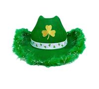 Generisch Cowgirl Hat for Women, Adjustable Green Costume Hat with a Shamrock Pattern | Cowboy Hat for Women, Suitable for Festival, Country Party and Decorations