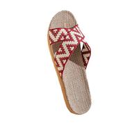 Generisch Cozy Coastal Style Slippers with Printed Upper - Women's Indoor Outdoor Slippers Ideal for Any Season Relaxed Everyday Moments, Wine Red, 8 UK