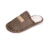 Generisch Cozy Slippers with Stripes for Couples, Warm Comfortable Shoes for Indoor Winter, brown, 12 UK
