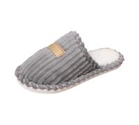 Generisch Cozy Slippers with Stripes for Couples, Warm Comfortable Shoes for Indoor Winter, gray, 12 UK
