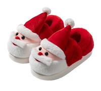 Generisch Cozy Winter Slippers for Couples with Festive Prints Fleece Lined Shoes for Comfort Indoors Outdoors, red, 8.5 UK