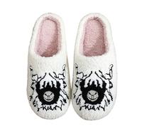 Generisch Cozy Winter Slippers for Couples with Printed Pattern Soft Flannel Slippers Warm Indoor Shoes, black, 7 UK
