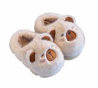 Generisch Cozy Winter Slippers for Toddlers and Kids, Soft Slippers with Adorable Cartoon Designs for Baby Girls and Boys, beige, 31.5 EU