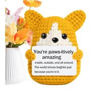 Generisch Crochet Animals, Stuffed Puppy Doll with Positive Message - Crochet Stuffed Toy - For Mum, Dad, Pet Lovers, Women, Sister, Colleagues, Daughter, Son, Friends