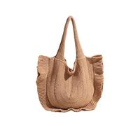 Generisch Crochet Beach for Summer Cute Beach Tote Aesthetic Knitting Crochet Purse (Khaki, 35 x 42 cm)