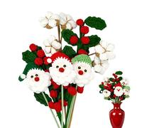 Generisch Crochet Bouquet Santa Cotton Artificial Plant 5 Pieces Handmade Knitted Bouquet for Workplace Home Bedroom Graduation