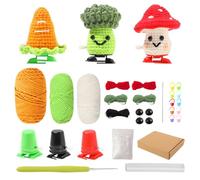 Generisch Crochet Kit for Beginners - Cute Cartoon Yarn Vegetable Crochet Starter Kit | Easy Latch Hook Tools and Accessories with Step-by-step Video Tutorial for Children