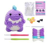 Generisch Crochet Set for Beginners - Beginner Friendly Handmade Interactive Hobbies, Plush Dinosaur Crochet Set, for Children, Mothers, Friends, Girls, Men