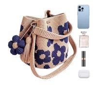 Generisch Crochet Tote Bag, Floral Pattern Boho Shoulder Bag, Knitted Bag, Suitable for Outdoor, Holiday, Travel, Parties, Shopping Trips, Daily Coming to Work, Girls and Women, purple, Siehe