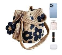 Generisch Crochet Tote Bag, Floral Pattern Shoulder Bag, Crochet Handbag, Suitable for Outdoor, Holiday, Travel, Parties, Shopping Trips, Daily Coming to Work, Girls and Women, blue, Siehe