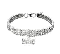 Generisch Crystal Cat Collar with Rhinestones Adjustable Small Jewelry Decorative for Pets Durable Accessory Shiny Elegant (White, M)