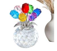 Generisch Crystal Flower Colourful Rose Romantic Love Decoration for Home Decorative Vase Small Figures Collectibles for Mother's Day Valentine's Day Wedding Celebration Country House Home Decoration