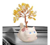 Generisch Crystal Money Tree | Citrine Cute Kitten Figurine | Cat Statue Decoration - For Desk Car Dashboard Office Business Wedding Chinese New Year Housewarming