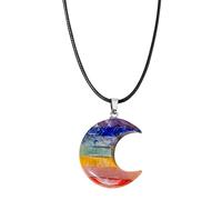 Generisch Crystal Moon Necklace, Moonstone Crystal Necklace, Crystal Jewellery Vintage Necklace - Spiritual Necklace with Crystal Pendant, Colourful Moon, Fashion Jewellery for Men and Women