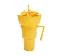 Generisch Cup with Straw, Snack and Drinks Container, Space-Saving Container for Drinks and Popcorn with Handle for On the Go Camping Picnic Cinema Dessert Family