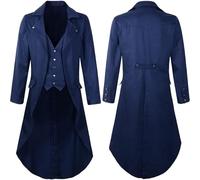Generisch Curiosity Chronicles Medieval Gothic Tailcoat Men's Cosplay Costume Elegant Formal Yard Dress Jacket for Performance Halloween Party Funtime Foxy Cosplay Costume, navy, L