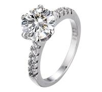 Generisch Curling Cuffs Simple Rings, Engagement Rings for Women, White Round Cubic Zirconia Shape, 6 Prong Cubic Zirconia Channel Setting Valentine's Day Ring for Women Ring Tin 2 Rings, 8, Metal, No