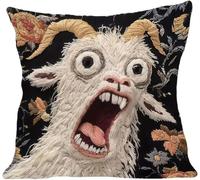 Generisch Cushion Cover with Screaming Goat, Funny Design for Home, Sofa Decoration, Short Pile Plush Decorative Cushion Cover for Living Room (Goat)