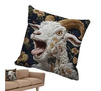 Generisch Cushion Covers | 45 x 45 cm Goat Scream Plush Cushion Cover | Animal Pattern Cushion Cover - For Sofa Couch Chair Bed Living Room Bedroom Farm Animal Lovers Rural