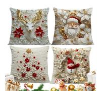 Generisch Cushion Covers - 46 x 46 cm Country House Style Cute - Pack of 4 Decorative Cushion Covers for the Sofa, for Home, Room, Bedroom, Couch, Bed, House, Patio, Autumn