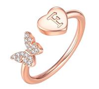 Generisch Cushion of the Rings Alphabet Rings AZ Silver and Gold Crystal Adjustable Finger Ring for Women Girls Jewellery Rings and Runs, one size, Steel, No Gemstone