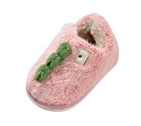 Generisch Cute and Winter Slippers with Flat Round Toe, Soft and Comfortable, Warm, Solid Colour, Dinosaur Shape Baby First Walking Shoes, pink, 8.5 UK