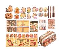 Generisch Cute Capybara Stationery Set, School Supplies for Students, Pencil Case with Function for Pens, for Students, Teenagers, Adults, for Learning, Journaling and