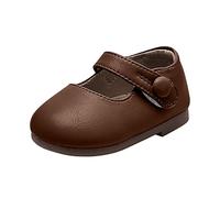 Generisch Cute Princess Shoes Solid Color PU Material Soft Bottom Leather Shoes for Toddlers Small/Large Kids, brown, 23 EU 3X-Schmal