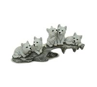 Generisch Cute White Wolves Polar Wolf Puppy Husky Sitting on Cliff Gothic Decorative Figure