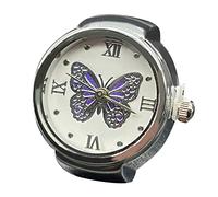 Generisch D Rings Plastic to Tell the Time Watch Ring Round Chunky Ring Silver Adjustable Ring Fashion Watch Jewelry Ring Binder A 4 2 Rings, one size, Metal, No Gemstone