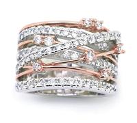 Generisch D Rings Silver Sewing Wedding Rings Cute Girls Rings Women Inlaid Wide Finger Ring Wedding Jewellery for Wife Mom Teen Couples Chain 2 Rings Connected, 8, Copper, No Gemstone