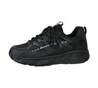 Generisch Dad shoes with thick soles are breathable comfortable leisure trainers for all seasons, fashionable versatile trendy outdoor shoes for couples, black, 6 UK